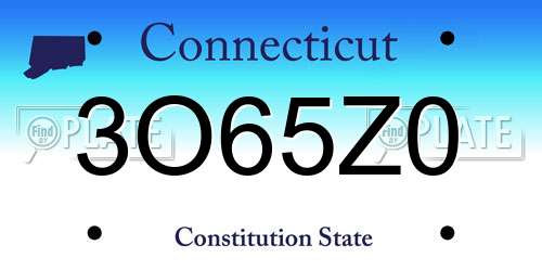 3O65Z0 Connecticut License Plate