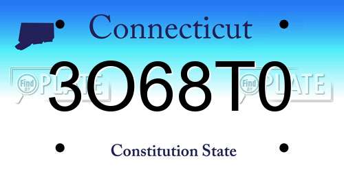 3O68T0 Connecticut License Plate