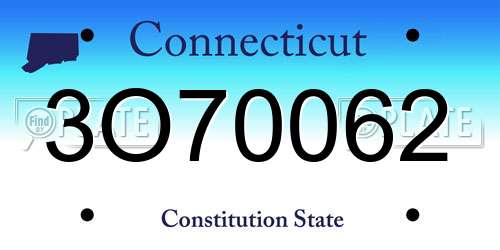 3O70062 Connecticut License Plate