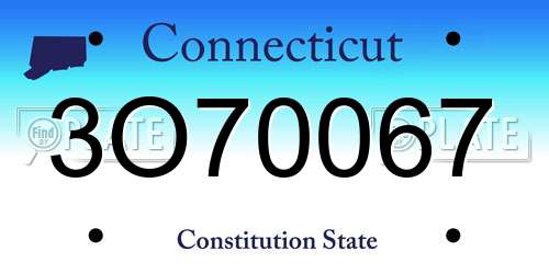 3O70067 Connecticut License Plate