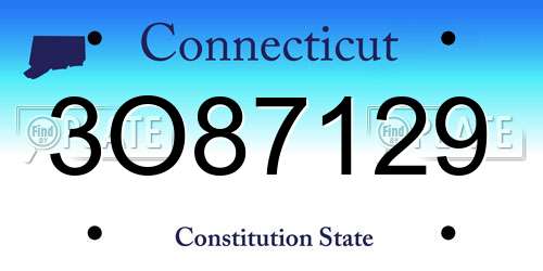 3O87129 Connecticut License Plate