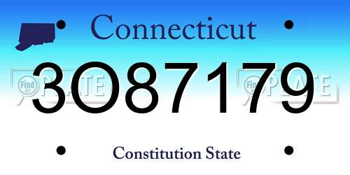 3O87179 Connecticut License Plate