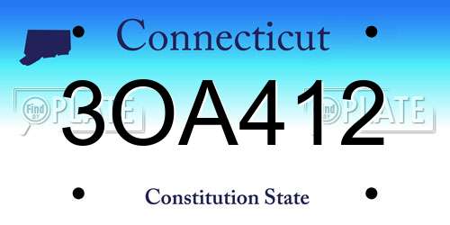 3OA412 Connecticut License Plate