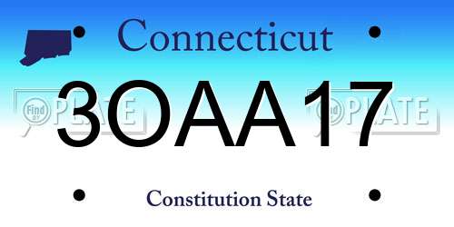 3OAA17 Connecticut License Plate