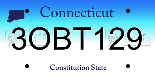 3OBT129 Connecticut License Plate
