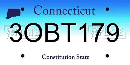 3OBT179 Connecticut License Plate