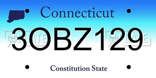 3OBZ129 Connecticut License Plate