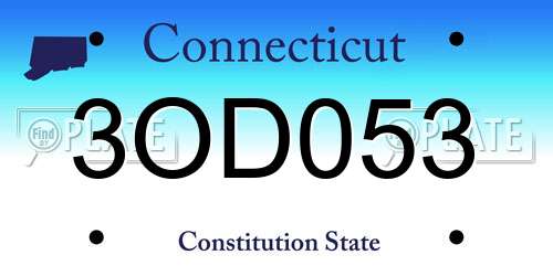 3OD053 Connecticut License Plate
