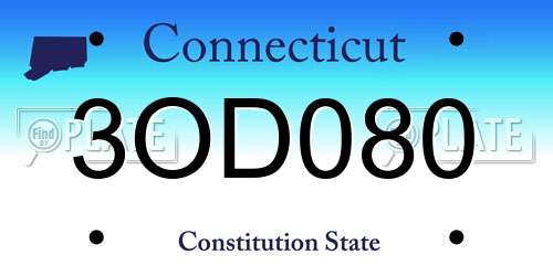 3OD080 Connecticut License Plate