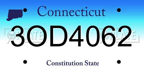 3OD4062 Connecticut License Plate