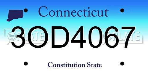 3OD4067 Connecticut License Plate