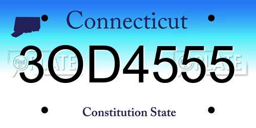 3OD4555 Connecticut License Plate