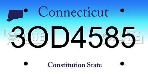 3OD4585 Connecticut License Plate