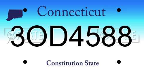 3OD4588 Connecticut License Plate