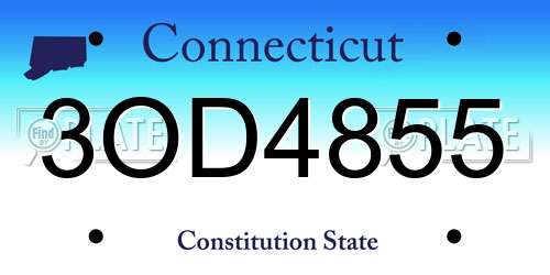 3OD4855 Connecticut License Plate
