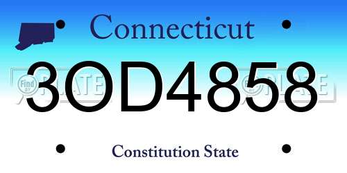 3OD4858 Connecticut License Plate