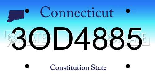 3OD4885 Connecticut License Plate