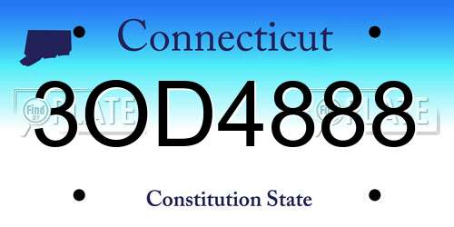 3OD4888 Connecticut License Plate