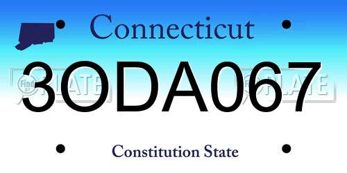 3ODA067 Connecticut License Plate