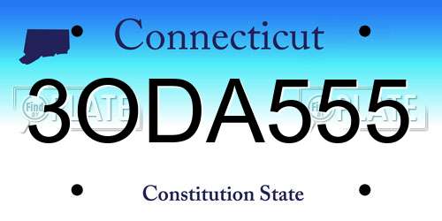 3ODA555 Connecticut License Plate