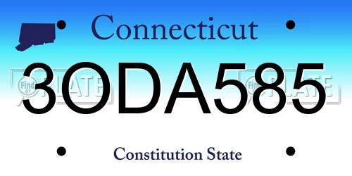 3ODA585 Connecticut License Plate