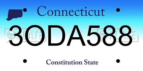 3ODA588 Connecticut License Plate
