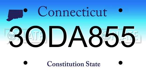 3ODA855 Connecticut License Plate