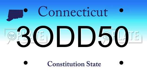 3ODD50 Connecticut License Plate