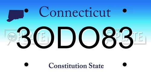 3ODO83 Connecticut License Plate