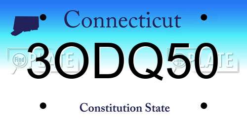 3ODQ50 Connecticut License Plate