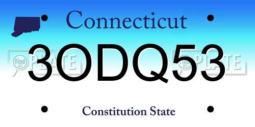 3ODQ53 Connecticut License Plate