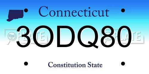 3ODQ80 Connecticut License Plate