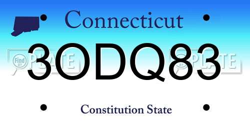 3ODQ83 Connecticut License Plate