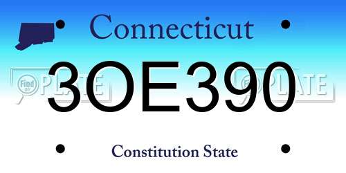 3OE390 Connecticut License Plate