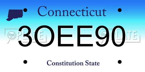 3OEE90 Connecticut License Plate