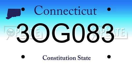 3OG083 Connecticut License Plate