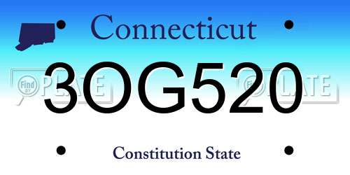 3OG520 Connecticut License Plate
