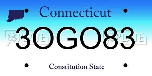 3OGO83 Connecticut License Plate
