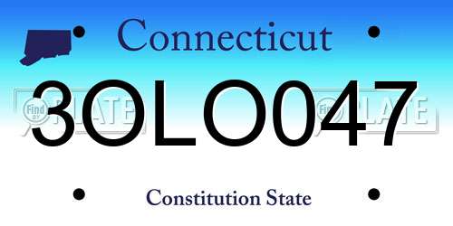 3OLO047 Connecticut License Plate