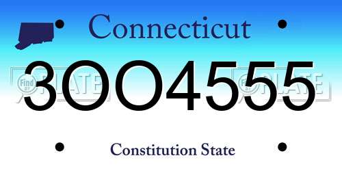 3OO4555 Connecticut License Plate