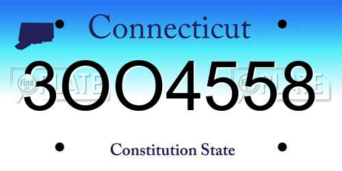 3OO4558 Connecticut License Plate