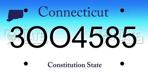3OO4585 Connecticut License Plate