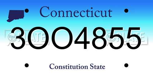 3OO4855 Connecticut License Plate
