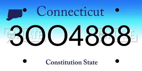 3OO4888 Connecticut License Plate