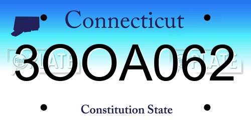 3OOA062 Connecticut License Plate