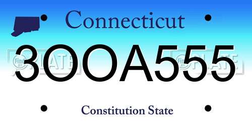 3OOA555 Connecticut License Plate