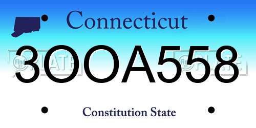 3OOA558 Connecticut License Plate