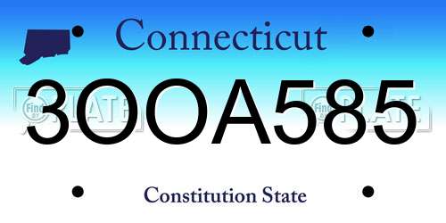 3OOA585 Connecticut License Plate