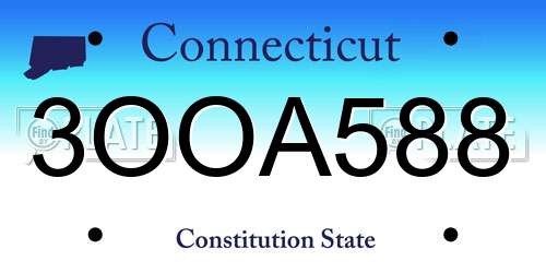 3OOA588 Connecticut License Plate