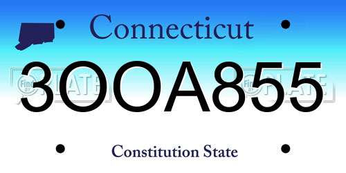 3OOA855 Connecticut License Plate